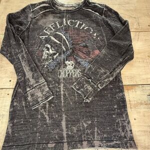 Affliction American Chopper Reversible Long Sleeve Thermal Shirt Mens Sz XL EUC